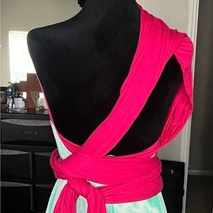 Pink and Green Versatile  Maxi Dress